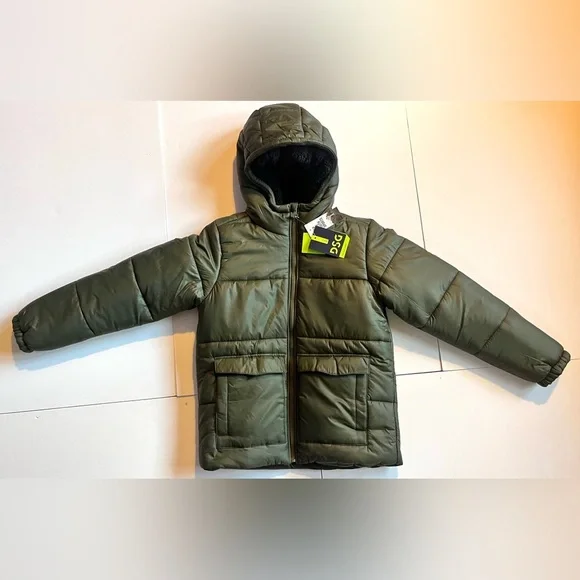 DSG Boys Dark Green Insulated Water Resistant Puffer Jacket Medium 10-12 NWT - Picture 1 of 16